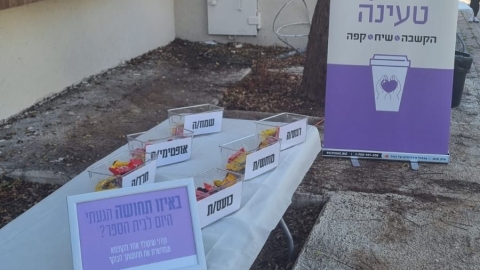 הפסקת טעינה שולחן עם פתקים בכניסה למתחם.jpg